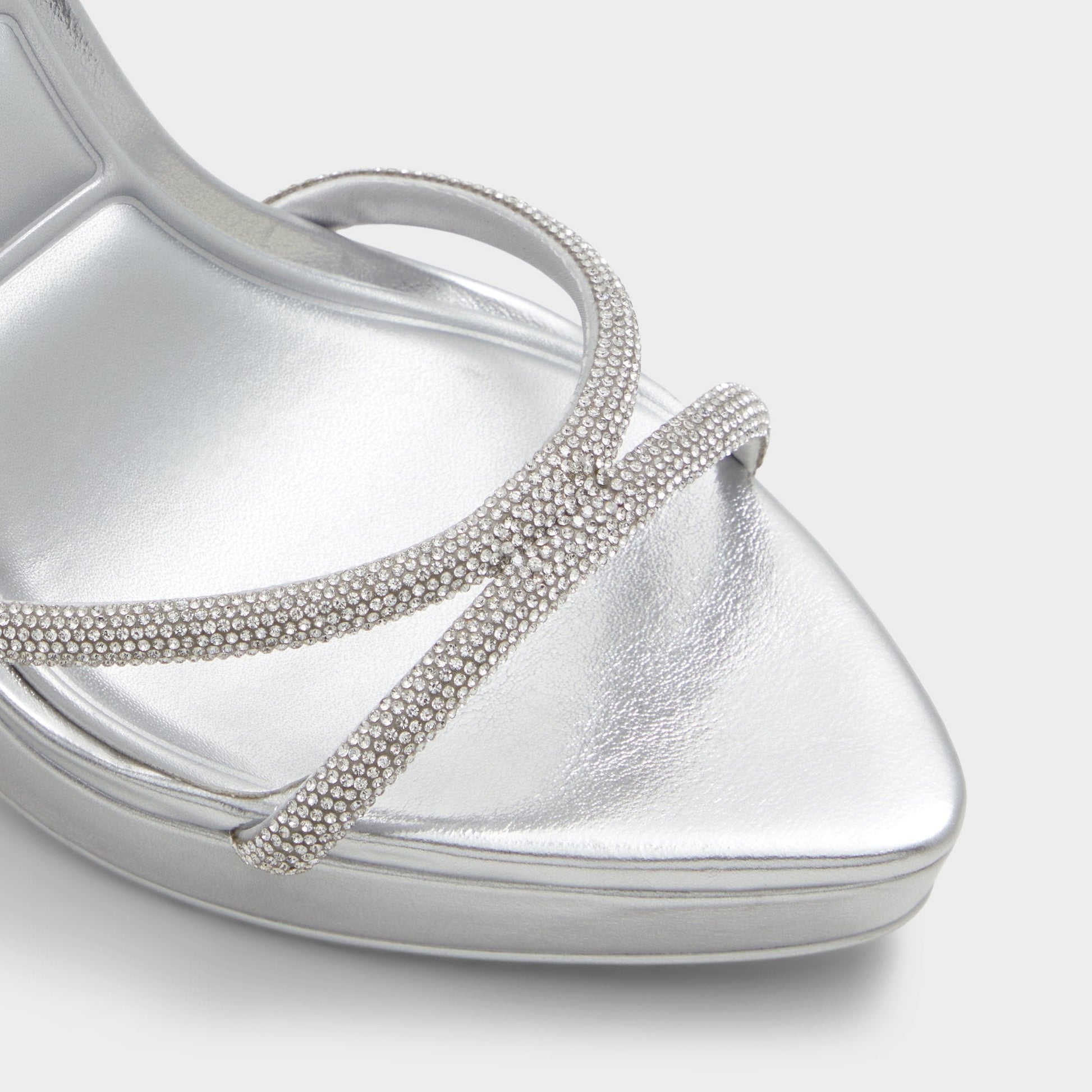 Izabella in Silver 13621003 - Strappy heeled sandal, Platform | Aldo Classic