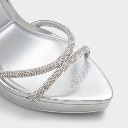 Izabella in Silver 13621003 - Strappy heeled sandal, Platform | Aldo Classic