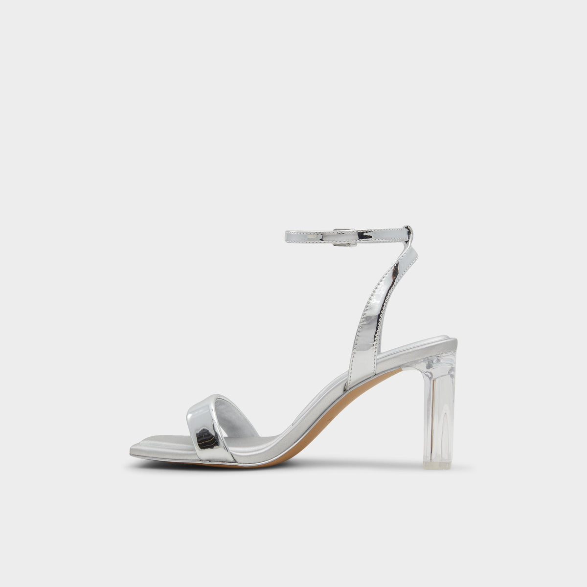 Aurorai Silver Women's Block heels - Strappy heeled sandal, Block heel | Aldo Premium