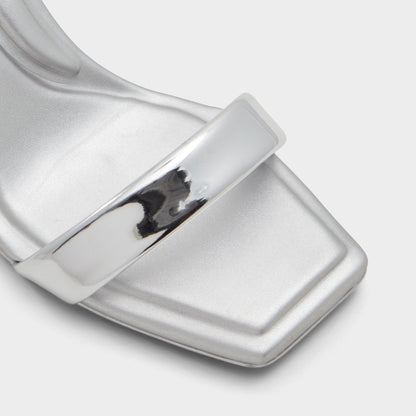 Aurorai Silver Women's Block heels - Strappy heeled sandal, Block heel | Aldo Premium