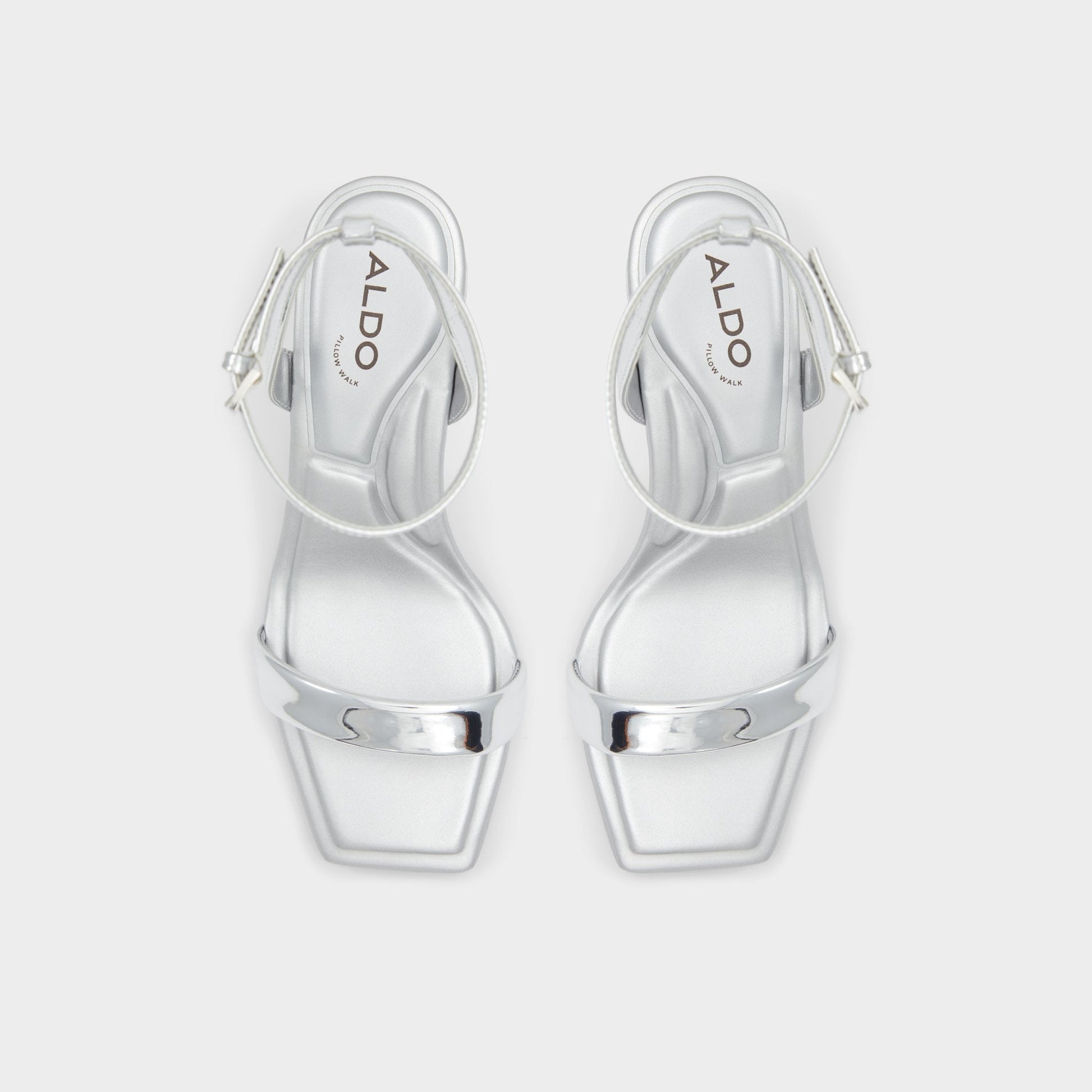 Aurorai Silver Women's Block heels - Strappy heeled sandal, Block heel | Aldo Premium