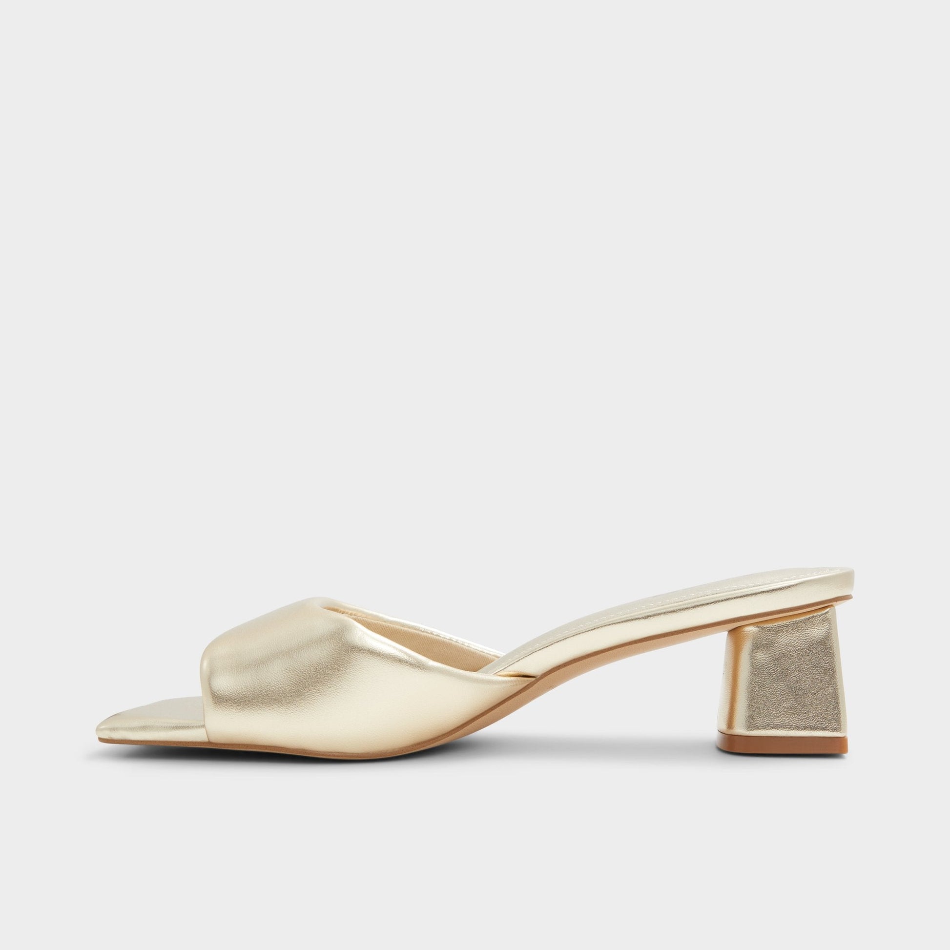 Aneka Gold Women's Heeled mules - Heeled mule, Block heel | Aldo New