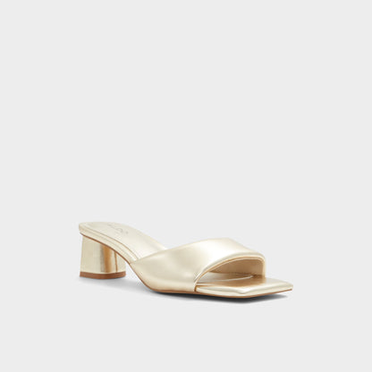 Aneka Gold Women's Heeled mules - Heeled mule, Block heel | Aldo New