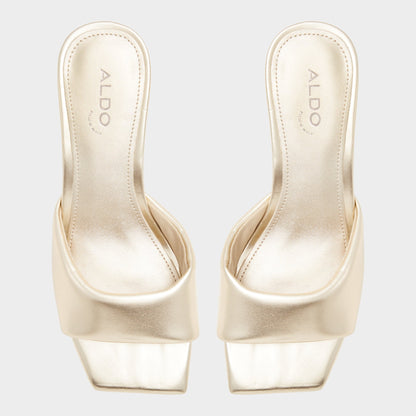 Aneka Gold Women's Heeled mules - Heeled mule, Block heel | Aldo New