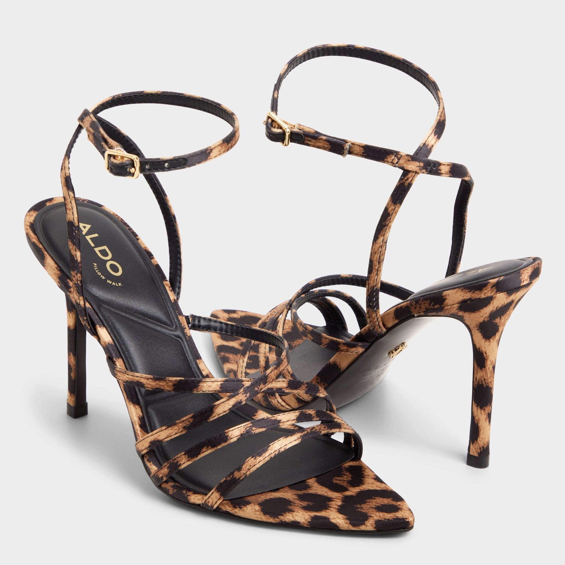 Solania Brown Multi Women's Strappy sandals - Strappy heeled sandal, Stiletto heel | Aldo New