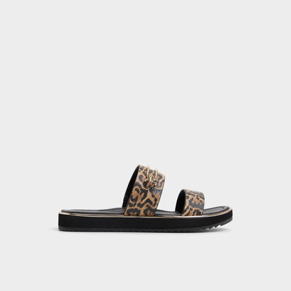 Lagoon Brown Multi Women's Flats - Strappy flat sandal, Footbed sandal | Aldo Essential
