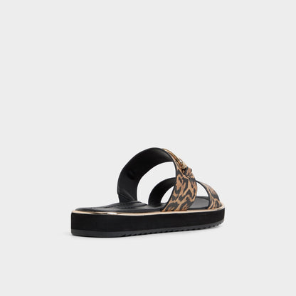 Lagoon Brown Multi Women's Flats - Strappy flat sandal, Footbed sandal | Aldo Essential