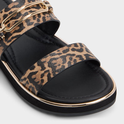 Lagoon Brown Multi Women's Flats - Strappy flat sandal, Footbed sandal | Aldo Essential