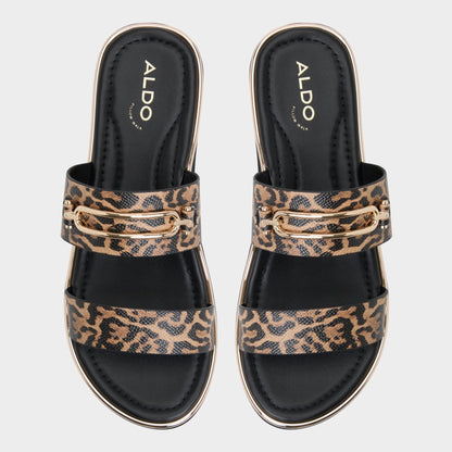 Lagoon Brown Multi Women's Flats - Strappy flat sandal, Footbed sandal | Aldo Essential