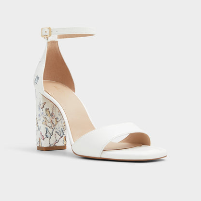 Enaegyn White Multi Women's Strappy sandals - Strappy heeled sandal, Block heel | Aldo Trending