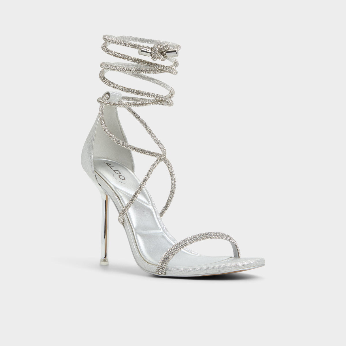Caladonia Silver Women's Iridescent metallics - Strappy heeled sandal, Stiletto heel | Aldo Best Seller