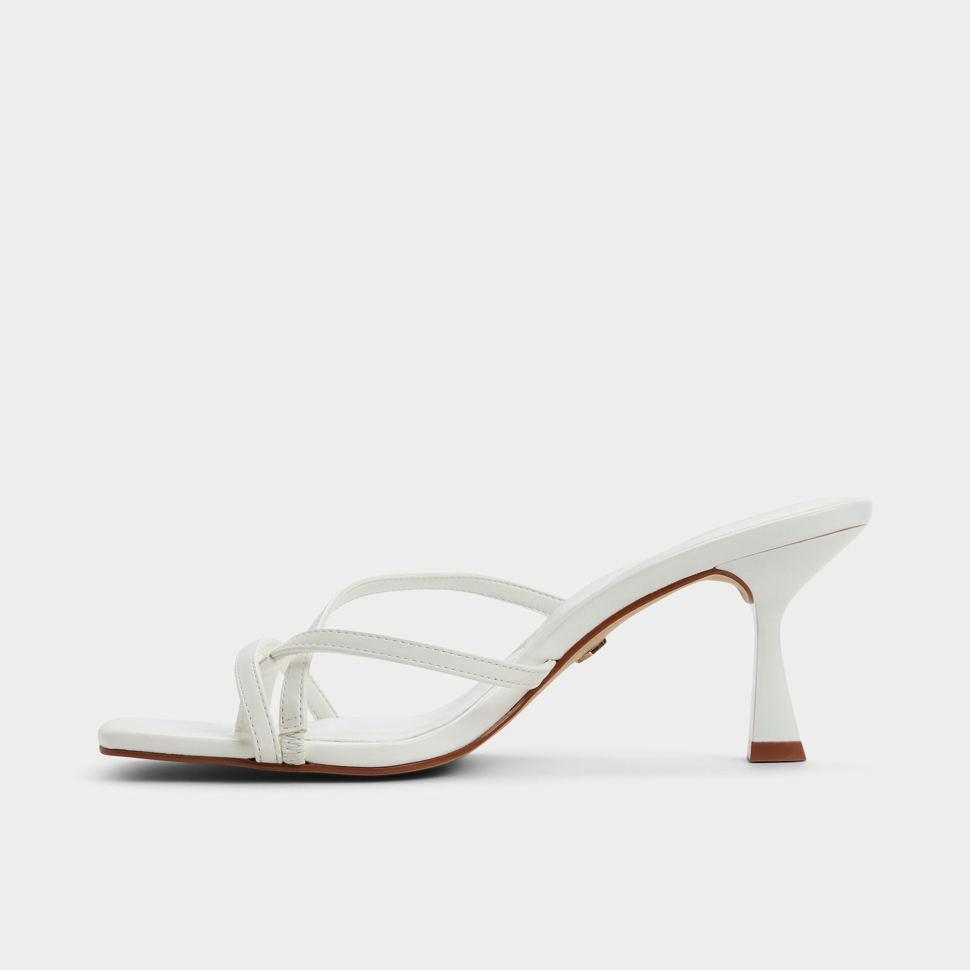 Calypsa White Women's Heeled mules - Strappy heeled sandal, Block heel | Aldo Popular