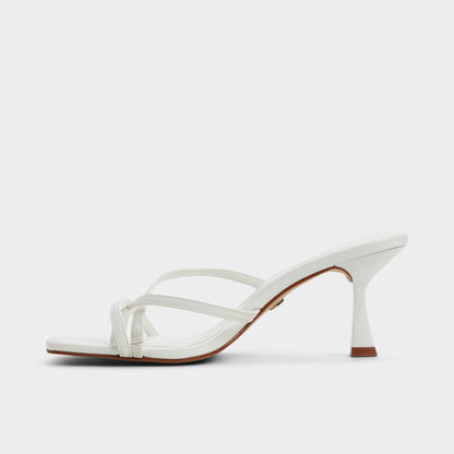 Calypsa White Women's Heeled mules - Strappy heeled sandal, Block heel | Aldo Popular