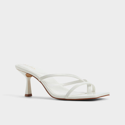 Calypsa White Women's Heeled mules - Strappy heeled sandal, Block heel | Aldo Popular