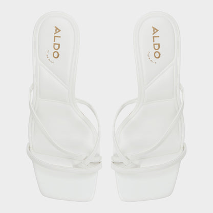 Calypsa White Women's Heeled mules - Strappy heeled sandal, Block heel | Aldo Popular