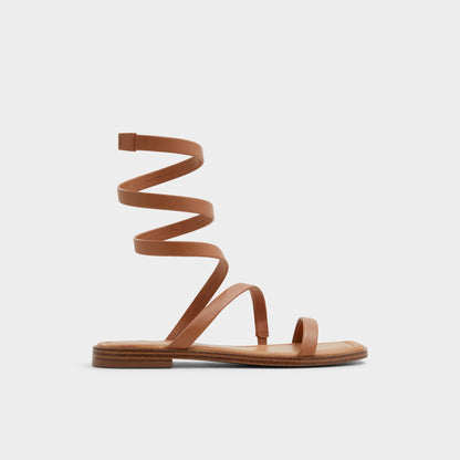Spinella in Medium Brown - Strappy flat sandal | Aldo New