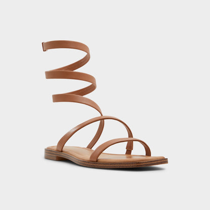 Spinella in Medium Brown - Strappy flat sandal | Aldo New