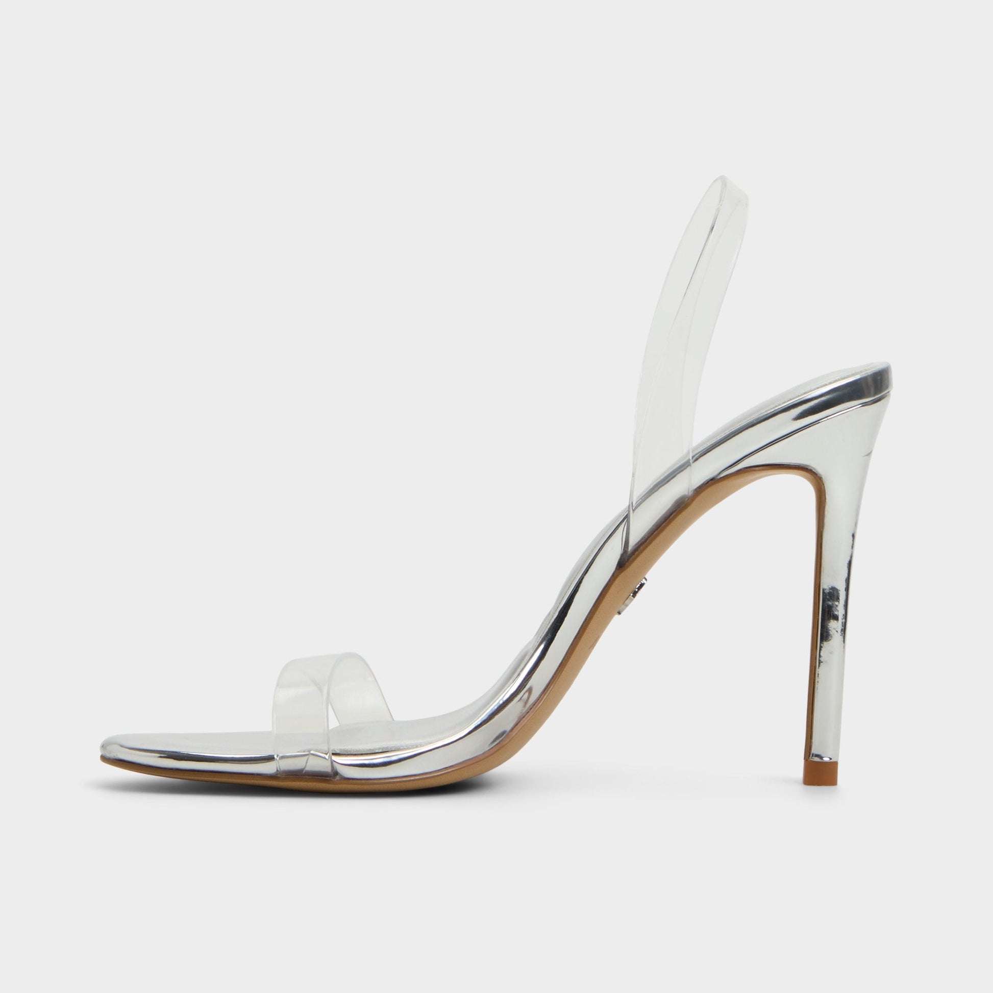 Quinilynn Silver Women's Iridescent metallics - Strappy heeled sandal, Stiletto heel | Aldo Classic