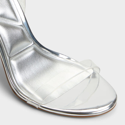 Quinilynn Silver Women's Iridescent metallics - Strappy heeled sandal, Stiletto heel | Aldo Classic