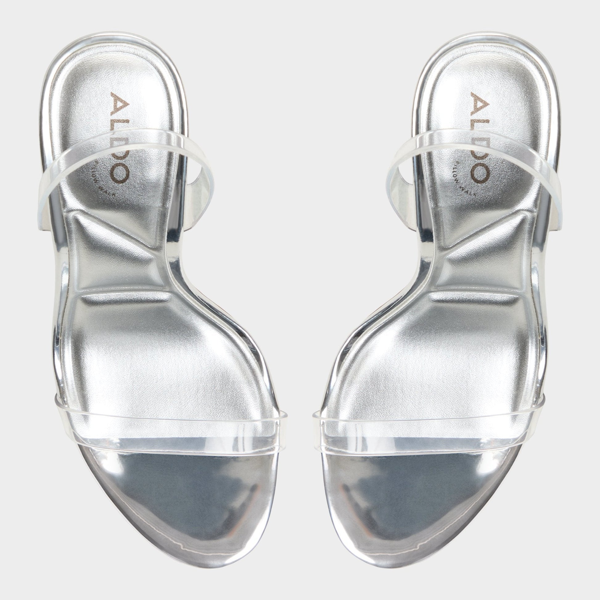 Quinilynn Silver Women's Iridescent metallics - Strappy heeled sandal, Stiletto heel | Aldo Classic