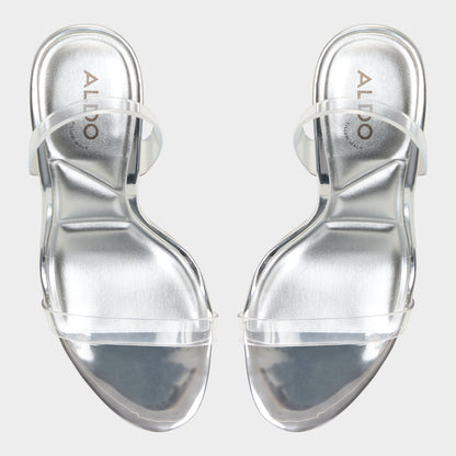 Quinilynn Silver Women's Iridescent metallics - Strappy heeled sandal, Stiletto heel | Aldo Classic