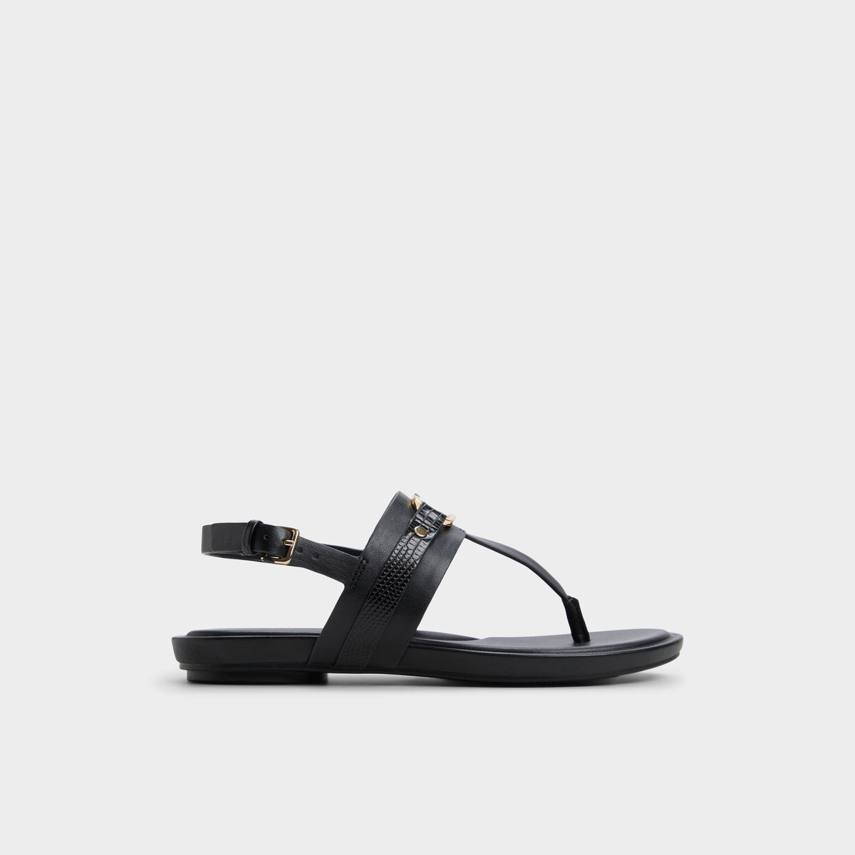 Taylen Black Women's Footbed sandals - T-strap sandal | Aldo Popular