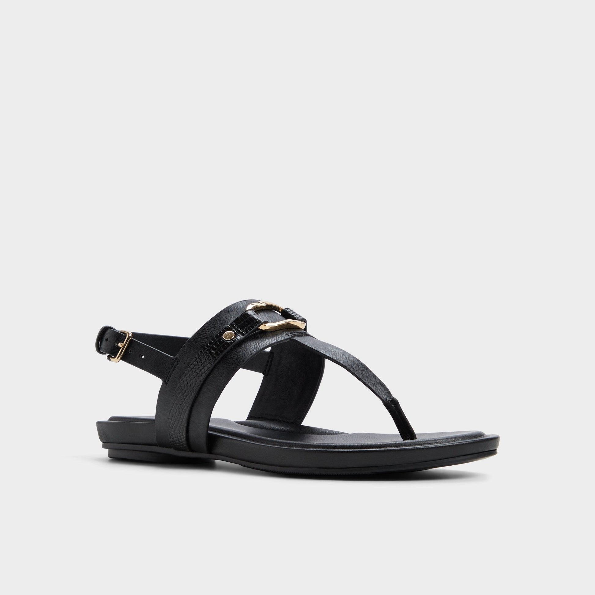 Taylen Black Women's Footbed sandals - T-strap sandal | Aldo Popular