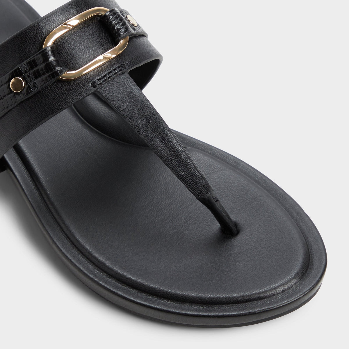 Taylen Black Women's Footbed sandals - T-strap sandal | Aldo Popular