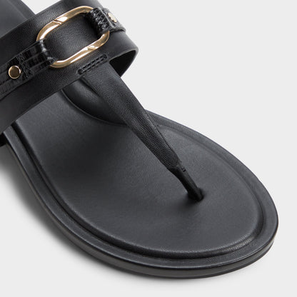 Taylen Black Women's Footbed sandals - T-strap sandal | Aldo Popular