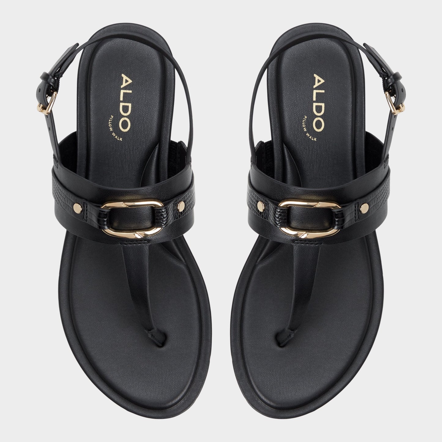 Taylen Black Women's Footbed sandals - T-strap sandal | Aldo Popular