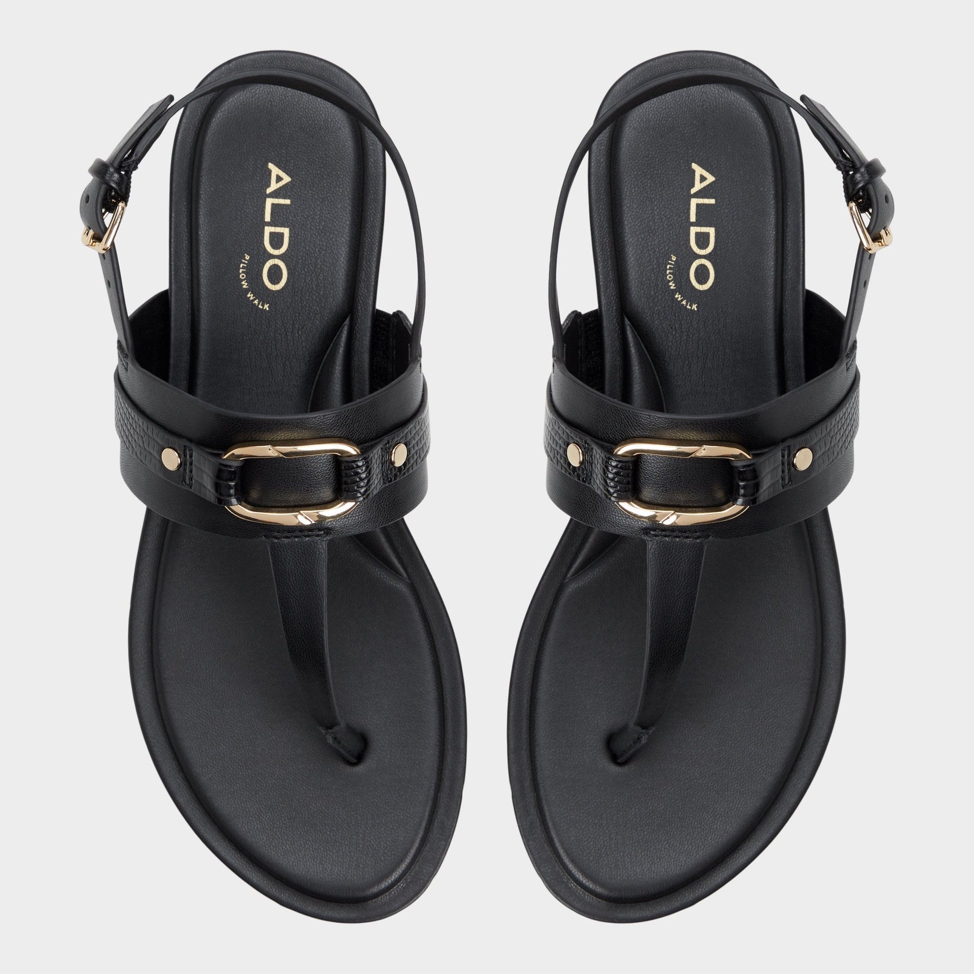 Taylen Black Women's Footbed sandals - T-strap sandal | Aldo Popular