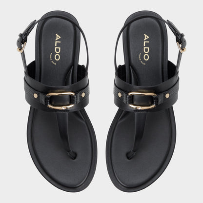 Taylen Black Women's Footbed sandals - T-strap sandal | Aldo Popular