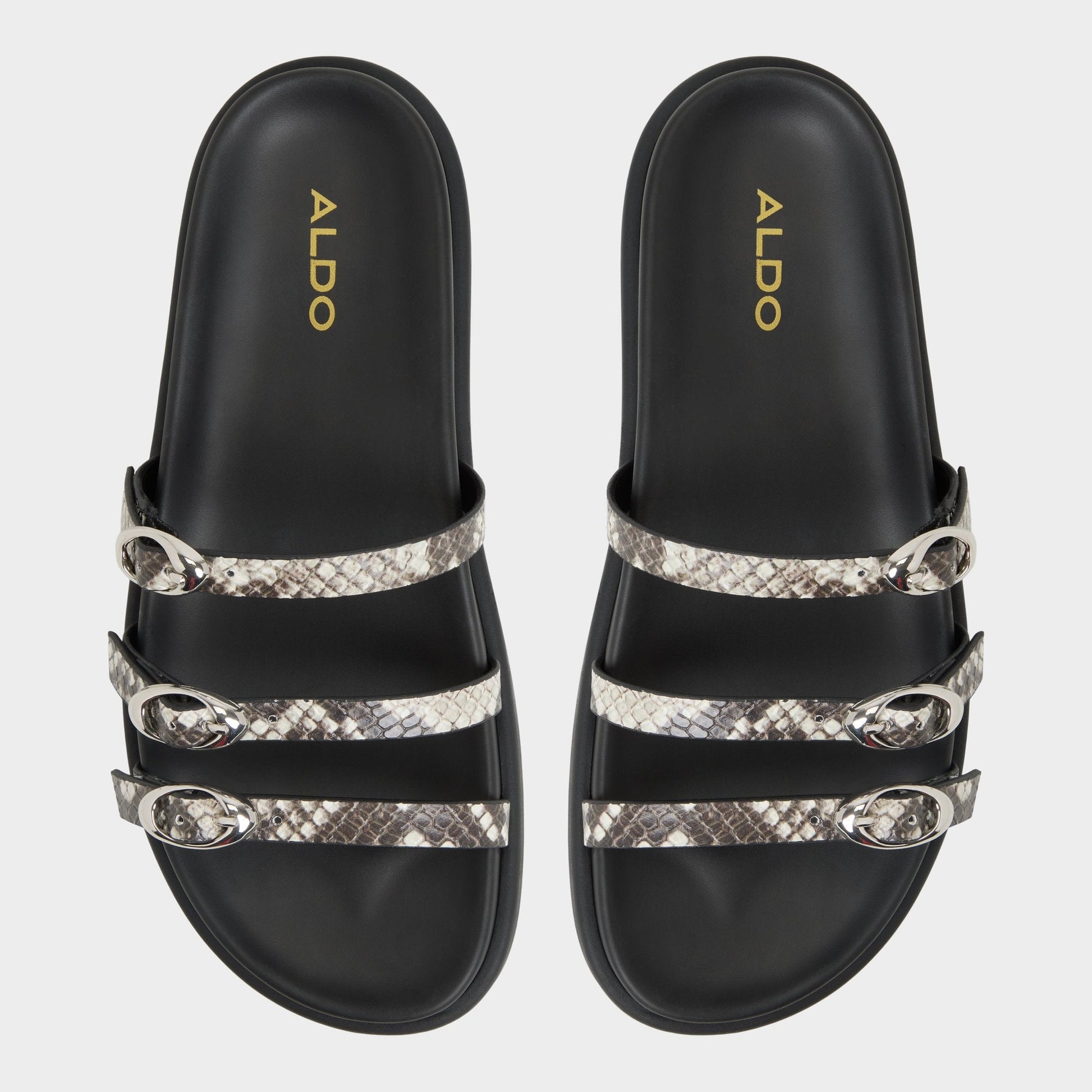 Zephyra White/Black Women's Footbed sandals - Footbed sandal | Aldo New