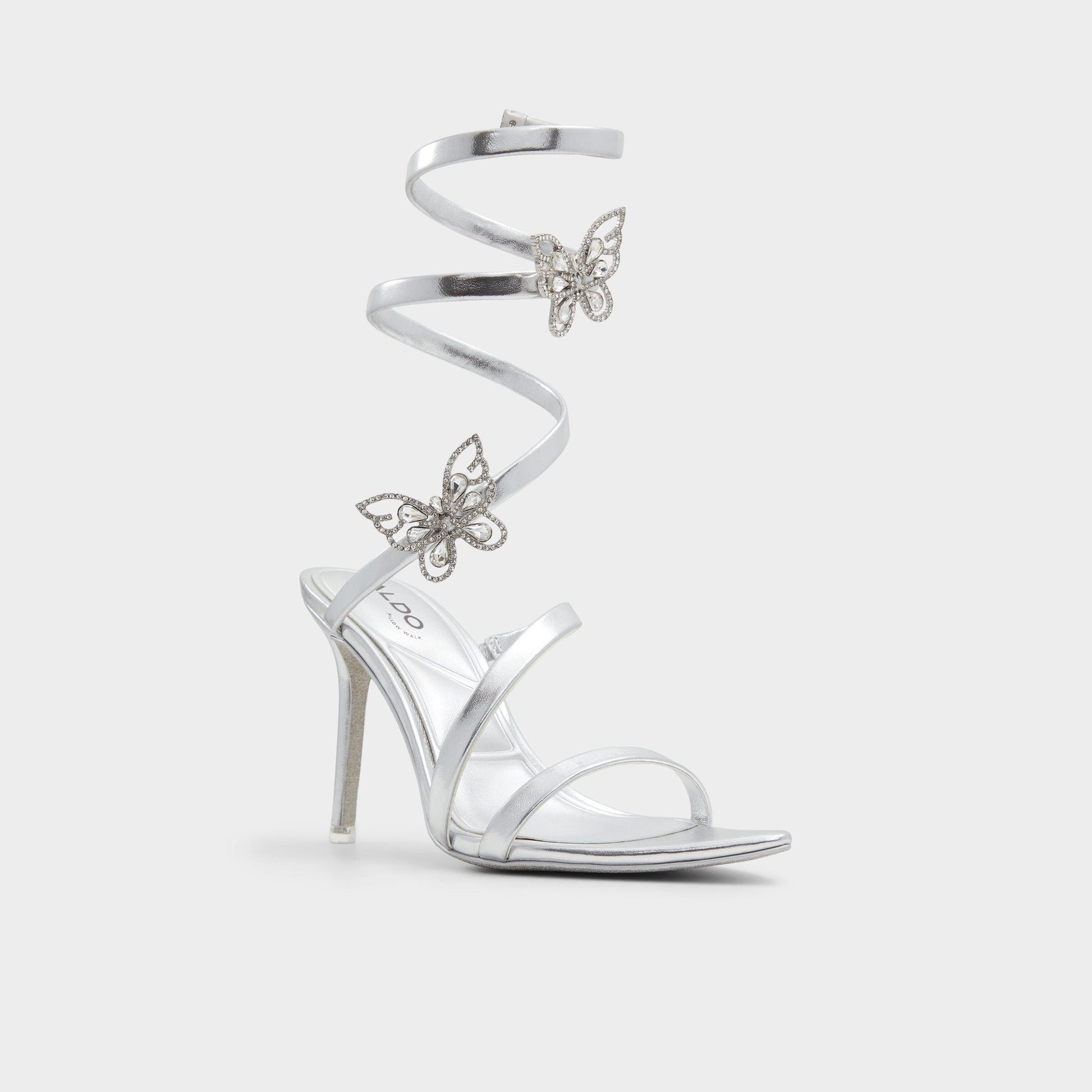 Ocia in Silver - Stiletto strappy sandal | Aldo Classic
